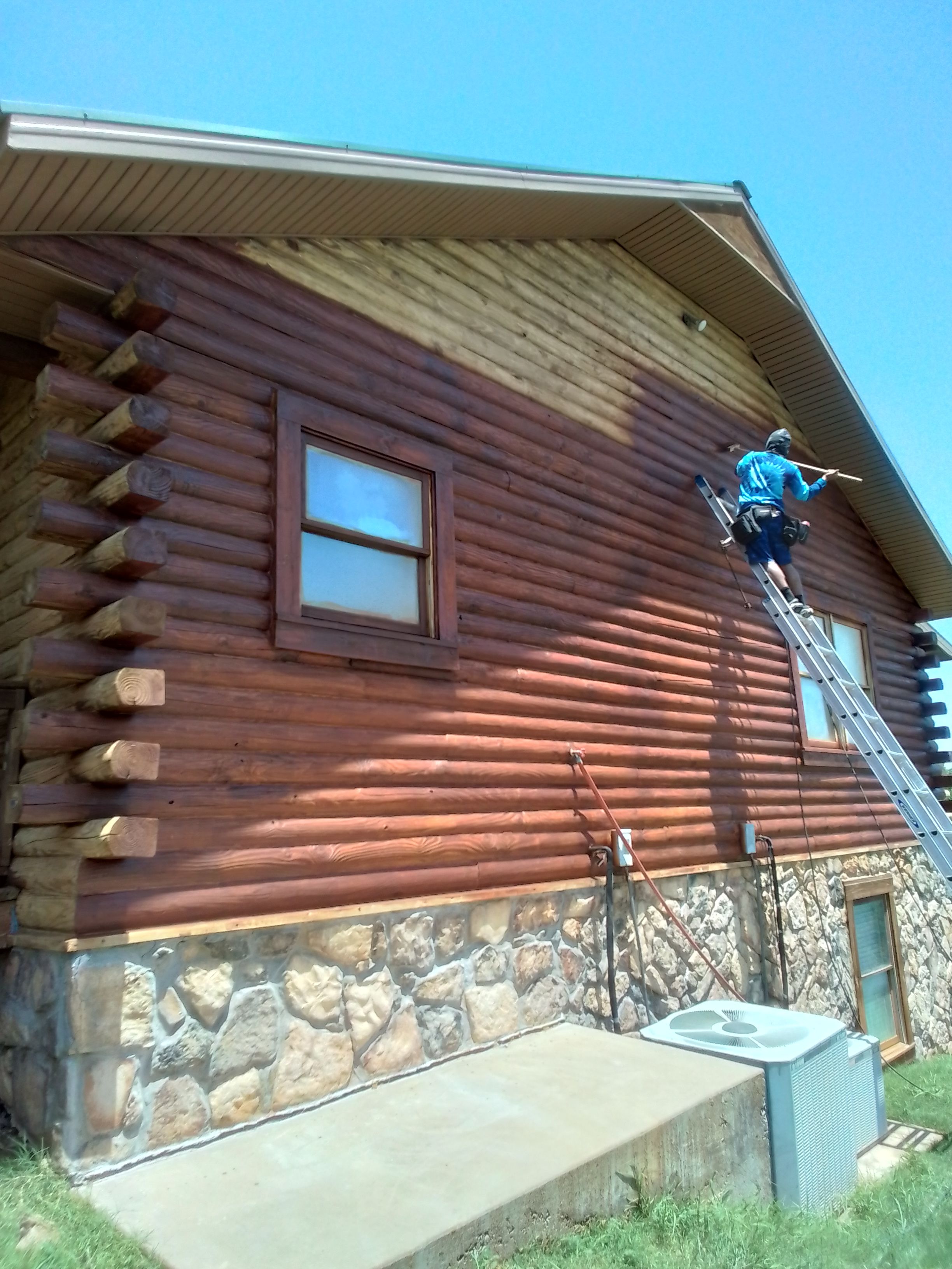 log house being primed